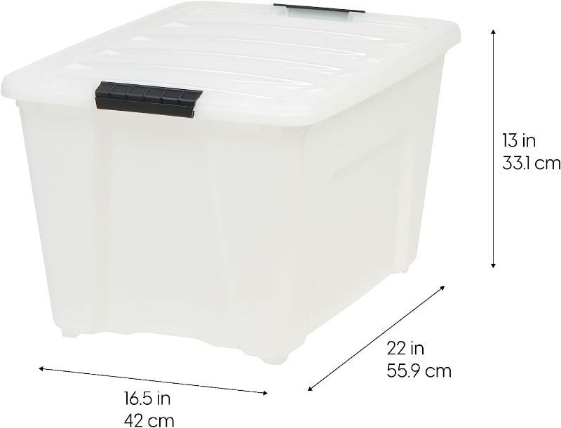 Photo 1 of **SMALL CRACK ON LID, SEE PHOTO** IRIS USA 53 Qt. Plastic Storage Bin Tote Organizing Container with Durable Lid and Secure Latching Buckles