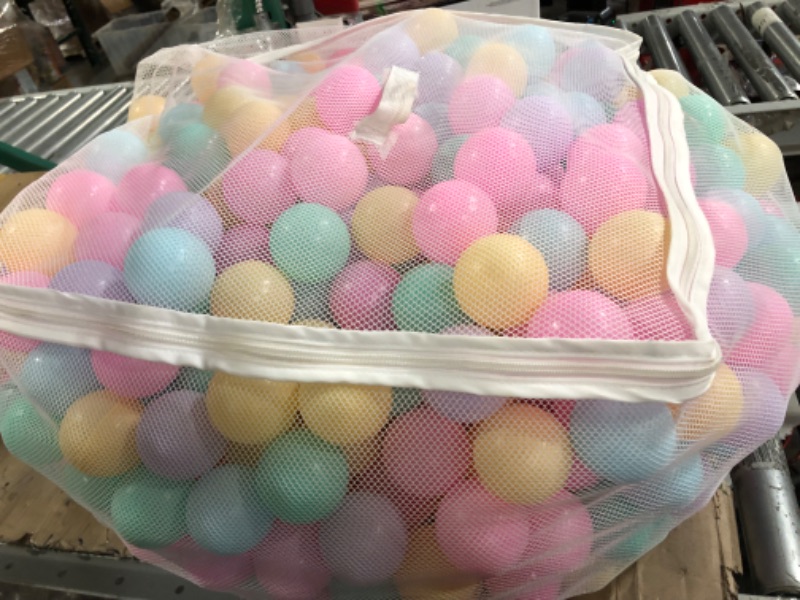 Photo 3 of Amazon Basics BPA Free Crush-Proof Plastic Ball Pit Balls with Storage Bag, Toddlers Kids 12+ Months, 6 Pastel Colors - Pack of 1000 6 Pastel Colors 1,000 Balls