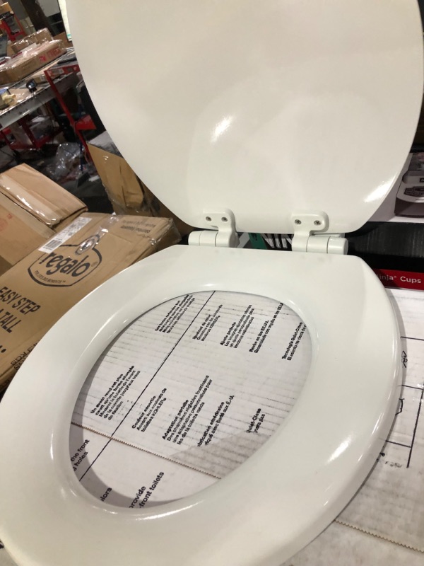 Photo 2 of **MISSING HARDWARE** KOHLER Stonewood® Quiet-Close™ Round-front, Slow-Close, Wood, White toilet seat, K-20467-0, White White Round