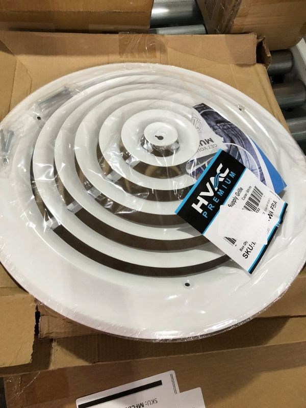 Photo 2 of 12" Round Ceiling Diffuser - Easy Air Flow - HVAC Vent Duct Cover [White] - [Outer Dimensions: 15.75"]