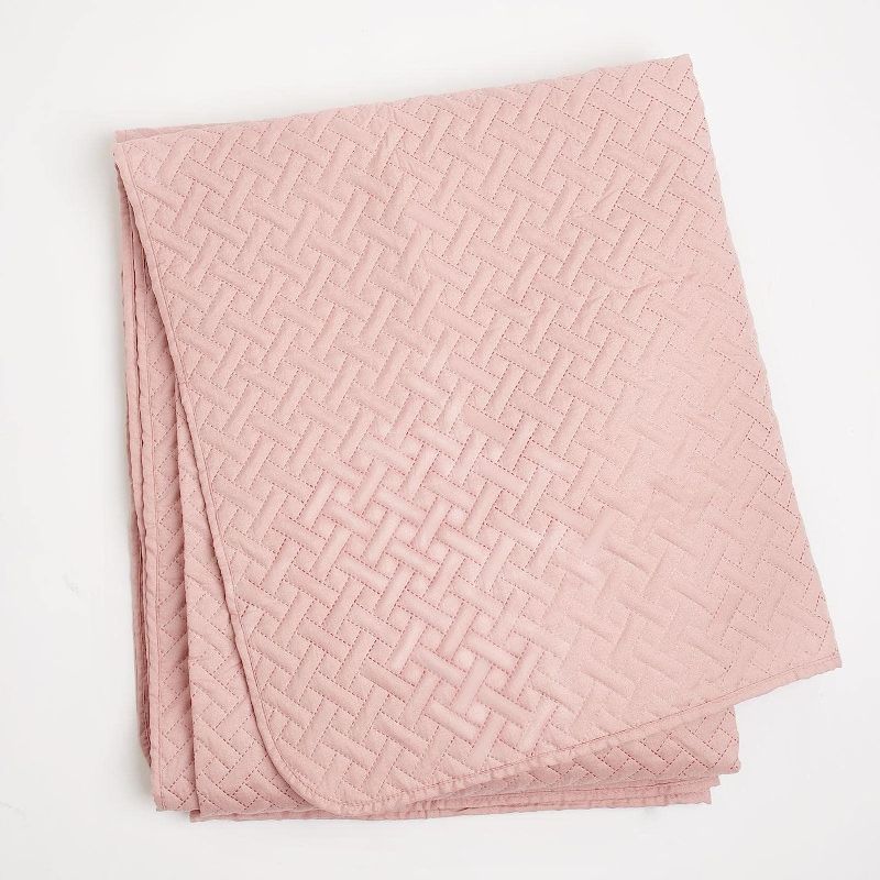 Photo 1 of *****STOCK PHOTO FOR REF ONLY 
Brentfords Geometric Pinsonic Quilted Bedspread Throw Over Large Sofa Bed Cover Blanket Easy Care, Blush Pink  TWIN 

