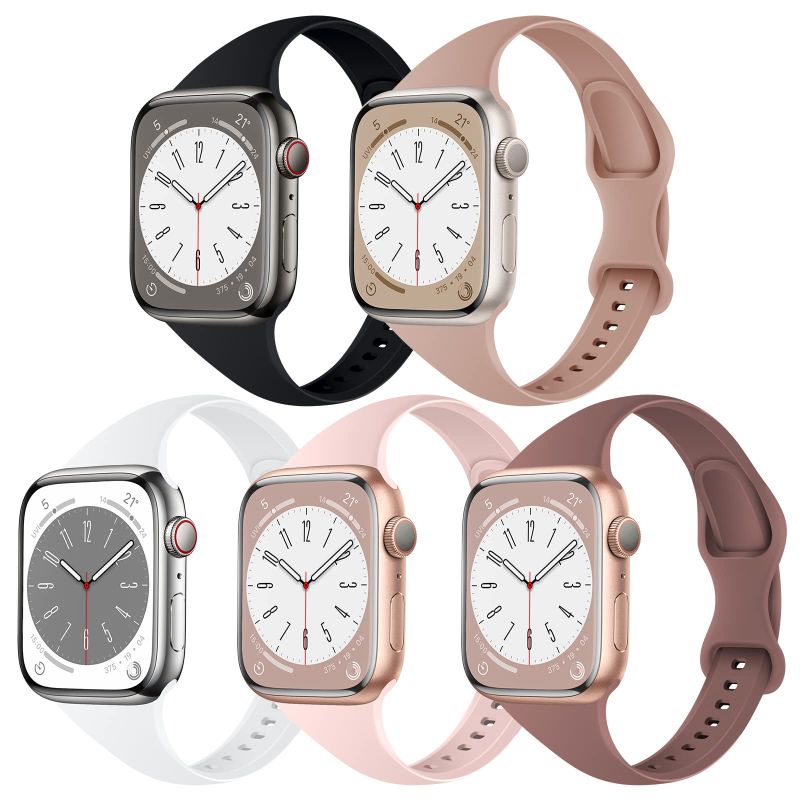 Photo 1 of *****STOCK PHOTO FOR REF ONLY TSAAGAN 5 Pack Silicone Slim Bands Compatible with Apple Watch Band 38mm 42mm 40mm 44mm 41mm 45mm 49mm, 