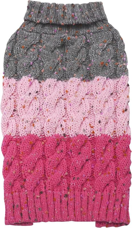 Photo 1 of 
KYEESE 2022 Dog Sweater Color Block with Fuzzy Thread Knitted Turtleneck Dog Knitwear with Leash Hole for Small Dogs Fall Winter Dog Clothes, Pink,S I X002VP3LNL
