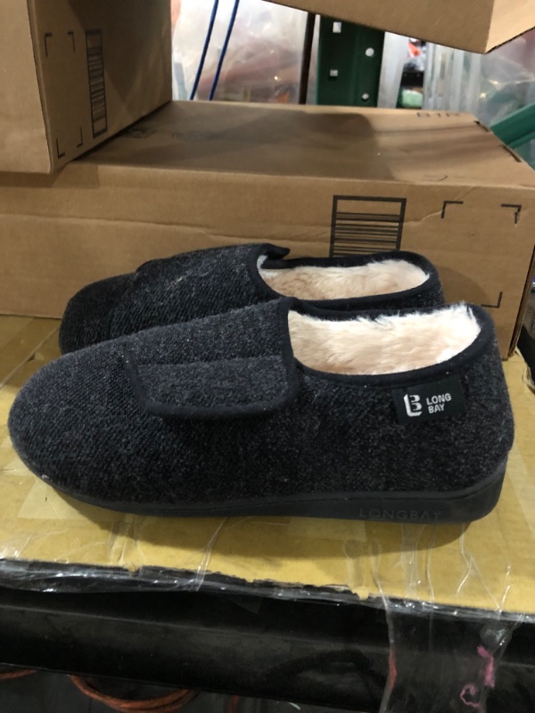Photo 1 of *USED* LongBay Diabetic Slippers Woman Comfy Cozy Furry Memory Foam House Shoes for Arthritis Edema 9 Black