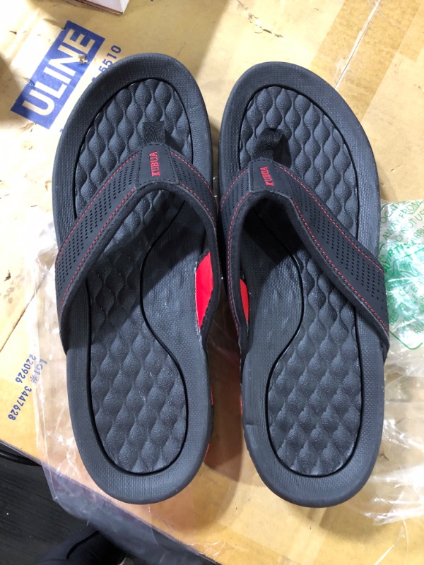 Photo 2 of KUBUA Men's Beach Flip-Flops Water Sandals Outdoor Athletic Thong Sandal Slippers 12 1Black/Red