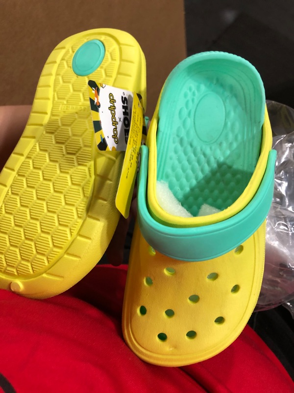 Photo 2 of dripdrop Girls Comfort Clogs Kids Slip On Garden Shoes Boys Lightweight Beach Pool Slide Sandals Shower Slipper (Toddler/Little Kids) 6 Toddler Yellow Wing