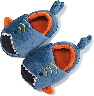 Photo 1 of Sawimlgy Kids Unisex Plush Shark House Slippers Warm Winter Bedroom Soft Cozy Shoes TRP Rubber Sole Toddler Indoor Outdoor Shoes, Size 190/2