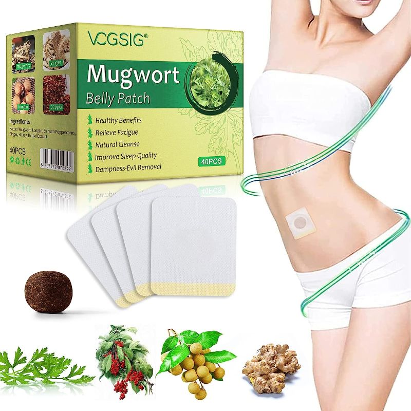 Photo 1 of 2 Boxes Mugwort Belly Patch,60Pcs Natural Wormwood Essence Pills and 60Pcs Belly Sticker, Moxa Hot Moxibustion Navel Wormwood Sticker (60)