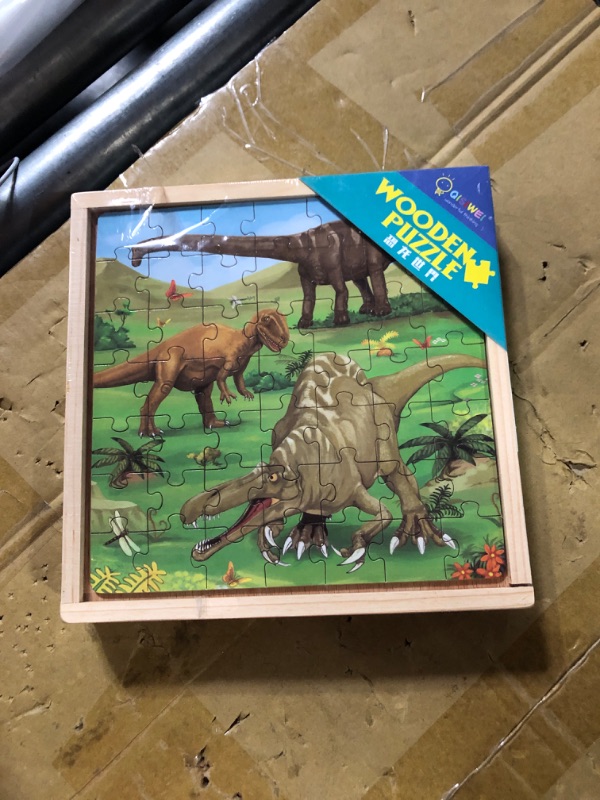 Photo 1 of 49 PIECES WOODEN PUZZLE DINOSAURS