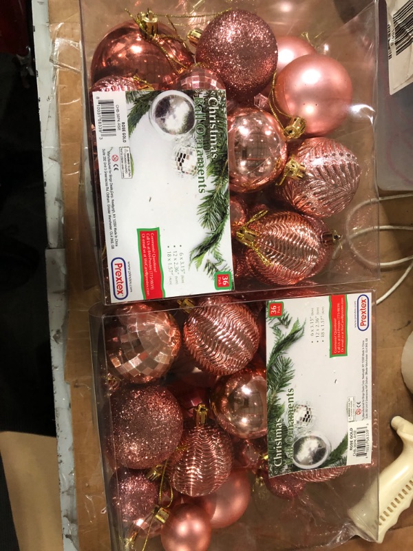 Photo 2 of  BUNDLE OF 2 Prextex Christmas Tree Ornaments - Rose Gold Christmas Ball Ornaments Set for Christmas, Holiday, Wreath & Party Decorations (36 pcs - Small, Medium, Large) Shatterproof