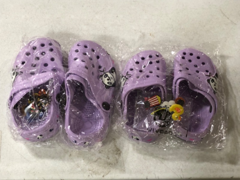 Photo 1 of 2 Pair of Purple Children's Clogs size 10 and 12 (Includes Decoration Plugs)