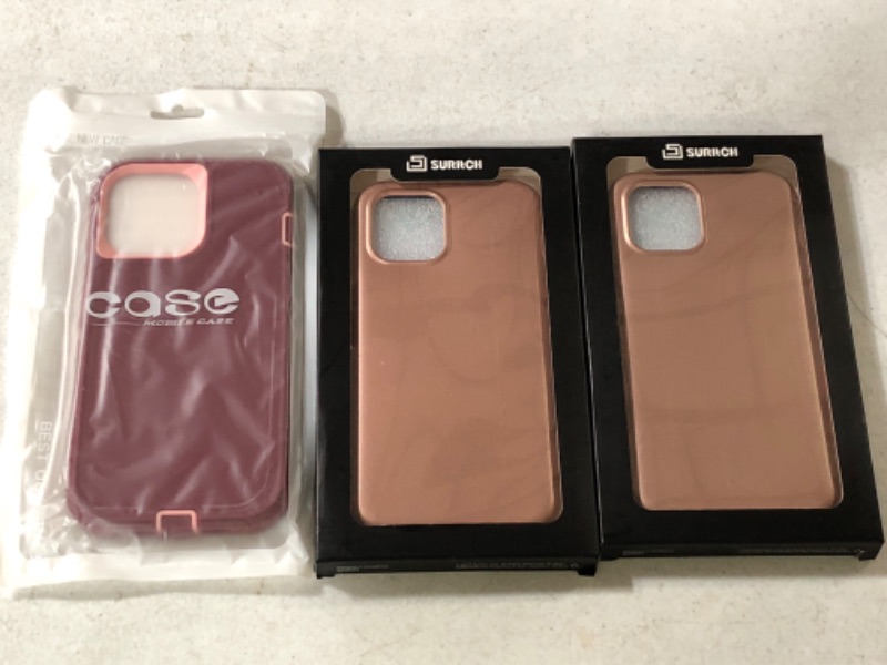 Photo 1 of 3 Pack iPhone 13 Pro Max Phone Cases (2 Rose Gold, 1 Magenta & Pink)