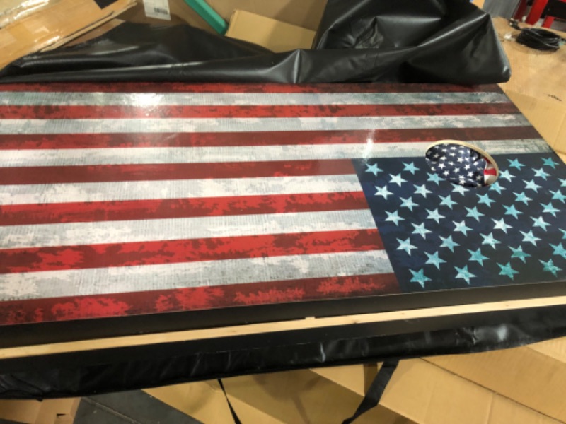 Photo 2 of American Flag Cornhole Boards w/Bean Bags - 4'x2' Distressed Flag Cornhole Game w/Carrying Case & Corn Hole Bags