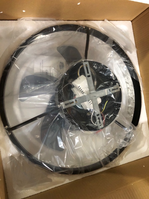 Photo 1 of ***PARTS ONLY, BROKEN, MISSING FAN BLADE*** 19.7" Ceiling Fan with Lights Remote Control, Modern Enclosed Bladeless Ceiling Fan