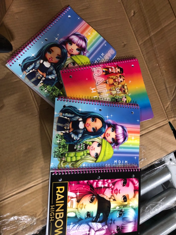 Photo 3 of 4 PACK Wide Ruled 1 Subject Spiral Notebook Rainbow High 3 - Innovative Designs