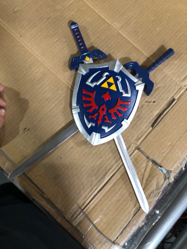 Photo 5 of Cosplay Master Sword and Hylian Shield Wall Decoration Display Set, PVC Shield, Stainless Steel Blade