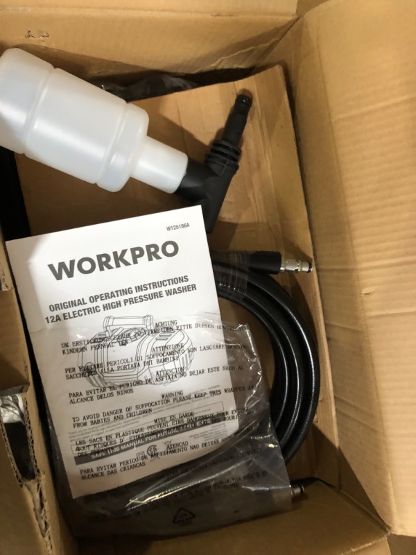 Photo 3 of **Missing three nozzles, hose adapter and foaming soap hose connector***
Compact Pressure Washer, 1900 Max PSI 1.8 GPM 12-Amp Electric High Pressure Washer 