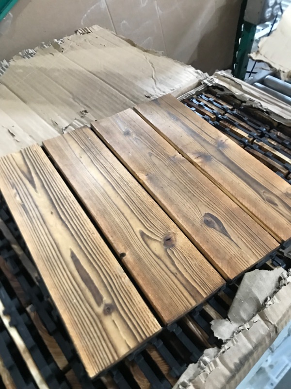 Photo 2 of 36 Pack Hardwood Interlocking Patio Deck Tiles, Wood Interlocking Flooring Tiles,12" × 12" 