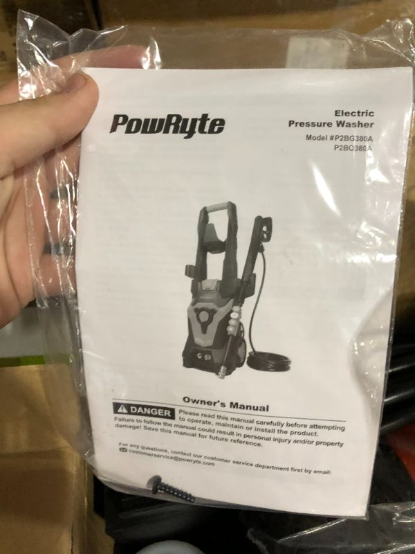 Photo 4 of **DEFECTIVE/NON-FUNCTIONAL, PARTS ONLY*** PowRyte Electric Pressure Washer, Foam Cannon, 4 Different Pressure Tips, Power Washer, 3800 PSI 2.4 GPM