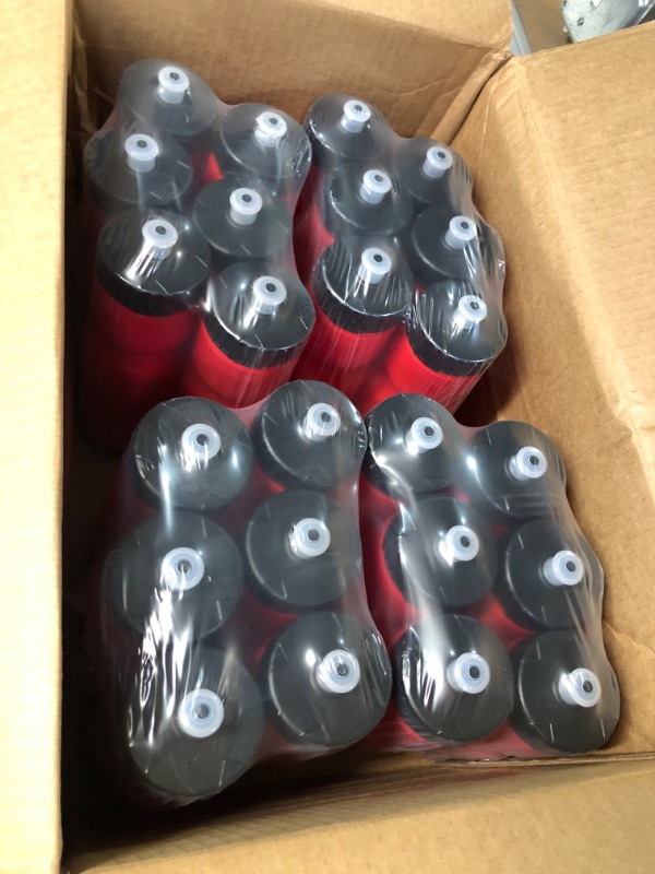 Photo 2 of 50 Strong Bulk Water Bottles | 24 Pack Sports Bottle | 22 oz. BPA-Free Easy Open with Pull Top Cap | Made in USA | Reusable Plastic Water Bottles for Adults & Kids | Top Rack Dishwasher Safe Red