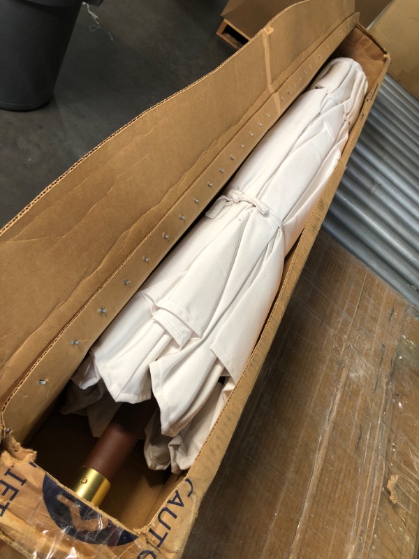 Photo 1 of California Umbrella Hardwood Pole/Ribs/Hub, Stainless Steel Push Open Natural