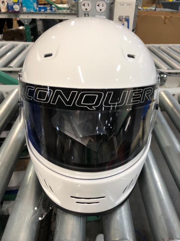 Photo 3 of Conquer Snell SA2020 Full Face Auto Racing Helmet Large White