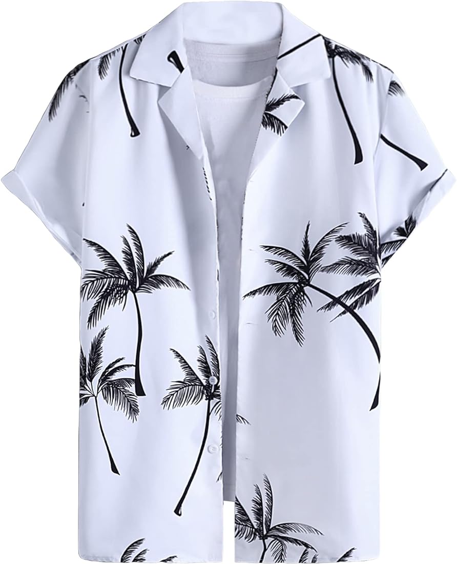 Photo 1 of Men's Summer Tropical Print Short Sleeve Button Down Shirt Casual Shirts