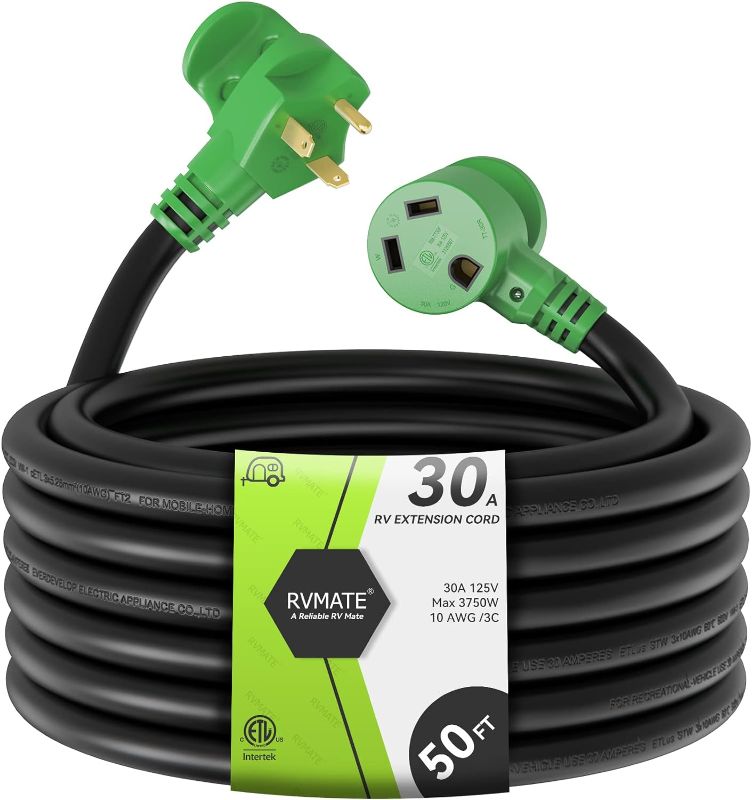 Photo 1 of RVMATE 50 Amp 50 Feet RV Lockable Power Extension Cord, Easy Plug in Handle, 14-50P to 