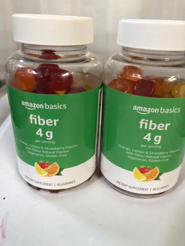 Photo 2 of 2 bottles Fiber 4g Gummies, Digestive Health, Orange, Lemon & Strawberry Flavors, 90 Count