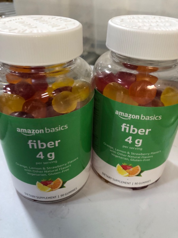 Photo 2 of  Fiber 4g Gummies, Digestive Health, Lemon & Strawberry Flavors,  2 bottles 90 Count