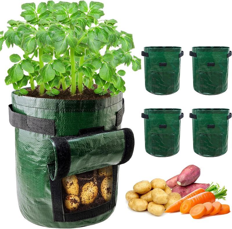 Photo 1 of  Plant Growing Bags: 5-Pack 7 Gallon Grow Bags with Flap, Thickened Planting Pots with Handle for Garden Planting Optimal Growth
