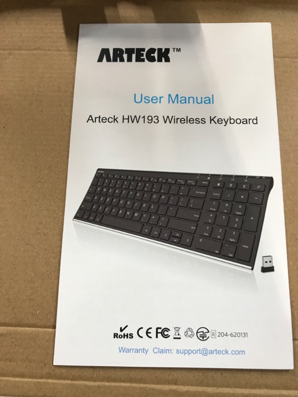 Photo 2 of Arteck HW193 USB Wireless Keyboard Stainless Steel Ultra Slim Full Size Keyboard