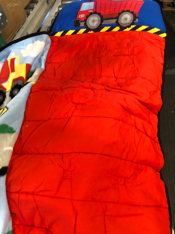 Photo 1 of Funhouse Construction Area Trucks Kids Nap Mat Set – Includes Pillow and Fleece Blanket