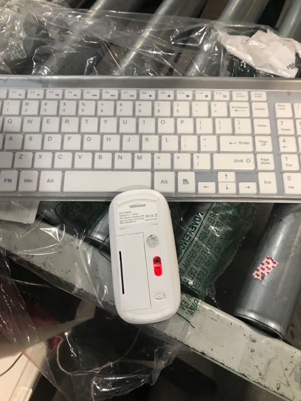 Photo 3 of Wireless Keyboard and Mouse Ultra Slim Combo, TopMate 2.4G Silent Compact USB Mouse and Scissor Switch Keyboard Set Silver White