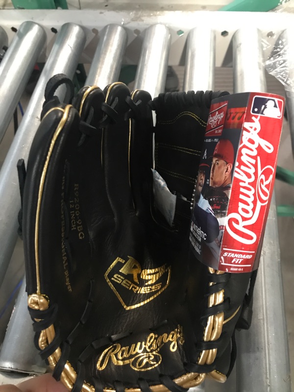 Photo 4 of Rawlings | R9 Baseball Glove Series | Multiple Styles Left Hand Throw Pitcher 12 Inch - 2-Piece Solid - Black/Gold