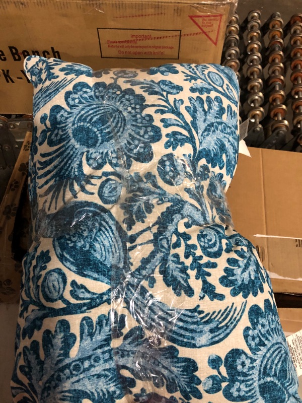 Photo 3 of Pillow Perfect Tucker Resist Azure Paisley Indoor/Outdoor Lumbar Pillow, Plush Fill, Weather and Fade Resistant, 16.5" x 24.5", Blue/White, 2 Count