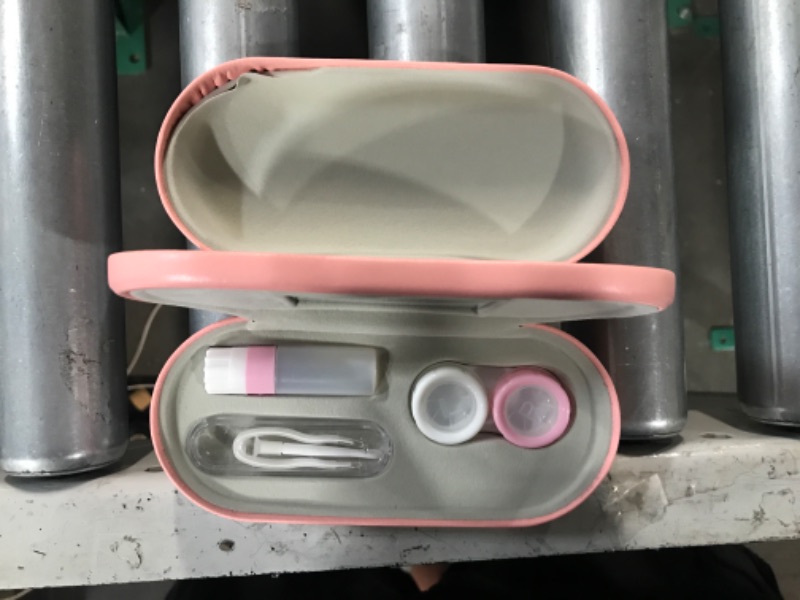 Photo 2 of Muf 2 in 1 Contact Lens Case and Glasses Case,Double Sided Dual Use Design,Leak Proof & Portable,Tweezer and Contact Lens Solution Bottle Included for Travel Kit(Pink)