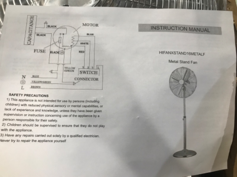 Photo 4 of 16 Inch Stand Fan, Adjustable Heights, Horizontal Ocillation 75°, 3 Settings Speeds, Low Noise, Quality Made Durable Fan, High Velocity, Heavy Duty Metal For Industrial, Commercial, Residential