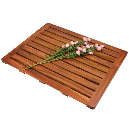 Photo 1 of Teak Shower Mat with Bathtub Caddy Tray Set,Portable Spa Bath Mat and Bath Tray for Tub, Waterproof, Perfect for Bathroom