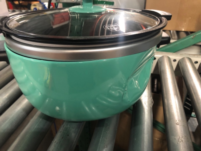 Photo 4 of **damaged**GreenLife Cook Duo Healthy Ceramic Nonstick 6QT Slow Cooker, PFAS-Free, Digital Timer, Dishwasher Safe Parts, Turquoise 6QT Slow Cooker PFAS-Free Turquoise