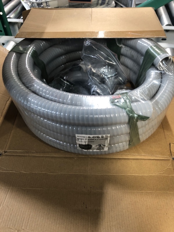 Photo 2 of (1 inch Dia * 25 Feet) Yariwiz Flexible Electrical Conduit Liquid Tight PVC Conduit Kit with 3 PCS Coupling, 3 PCS Elbow and 7 PCS Strap, Sealtight Seal Flex Liquidtight Wire Outdoor Non Metallic Grey 1 inch-25ft Kit