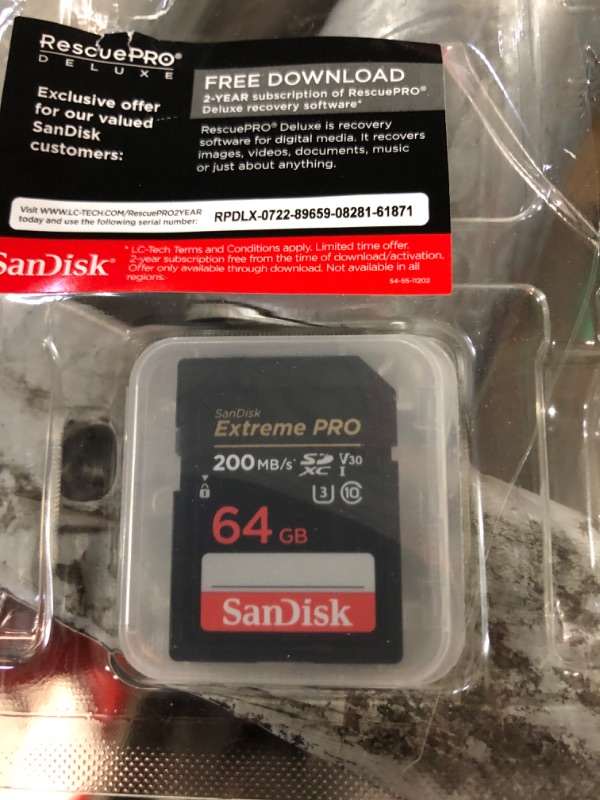 Photo 1 of SanDisk 64GB Extreme PRO SDXC UHS-I Memory Card - C10, U3, V30, 4K UHD, SD Card - SDSDXXU-064G-GN4IN 64GB Memory Card Only