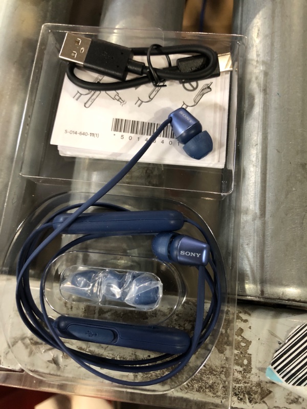 Photo 2 of Sony WI-C310 Wireless in-Ear Headset/Headphones with Mic for Phone Call, Blue, Model Number: WI-C310/L