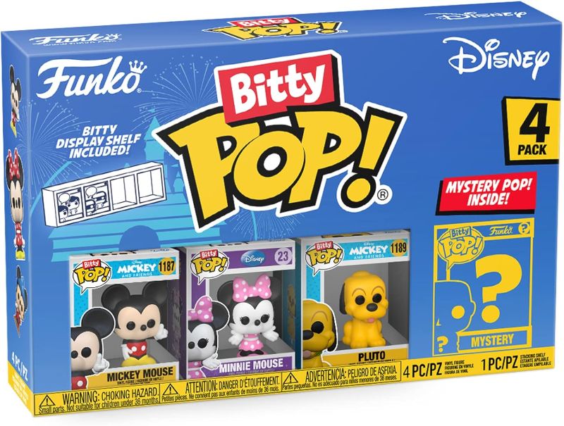 Photo 1 of Funko Bitty Pop! Disney Mini Collectible Toys - Mickey Mouse, Minnie Mouse, Pluto & Mystery Chase Figure