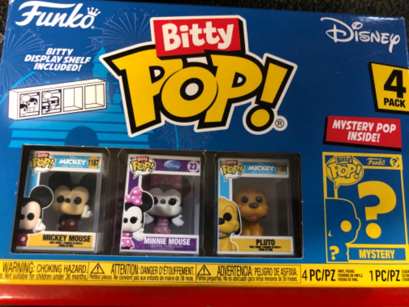 Photo 2 of Funko Bitty Pop! Disney Mini Collectible Toys - Mickey Mouse, Minnie Mouse, Pluto & Mystery Chase Figure