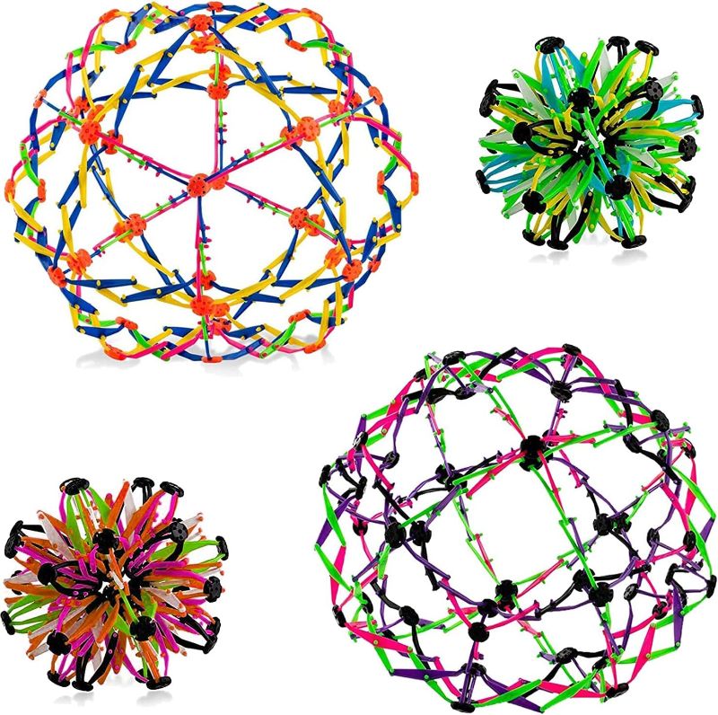 Photo 1 of 4E's Novelty Expandable Breathing Ball Sphere (4 Pack) Toy for Kids Stress Reliever Fidget Toys Colors May Vary for Yoga Anxiety Relaxation Expands from 5.6" to 12"