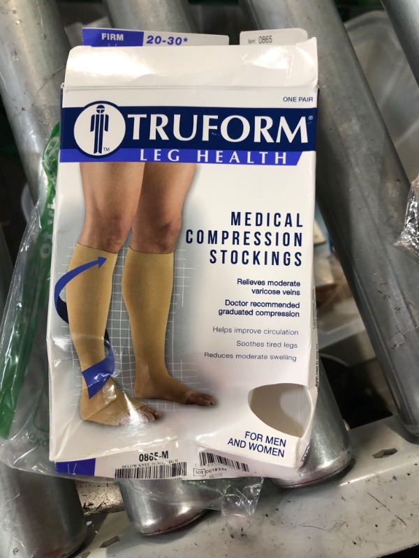 Photo 2 of (USED) Truform 20-30 mmHg Compression Stockings for Men and Women, Knee High Length, Open toe, medium