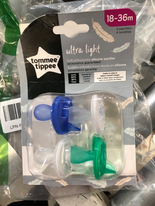 Photo 4 of ** SIMILAR TO STOCK PHOTO** Bundle of Tommee Tippee Ultra-Light Pacifier, 4-Count 0-36m White + BLUE + Green