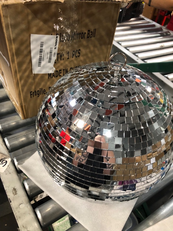 Photo 2 of ** SEE NOTES** Mirror Disco Ball Sumono 12 Inch Mirror Ball Lightning Ball with Hanging Ring for DJ Club Stage Bar Party, Wedding Holiday Decoration (PVC Inner)