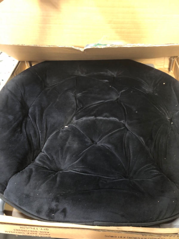 Photo 2 of **damaged***Amazon Basics Faux Fur Saucer Shaped Chair with Foldable Metal Frame, Black